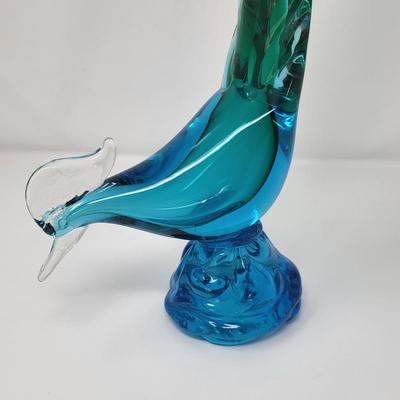 Mid Century Murano Glass Teal Peacock