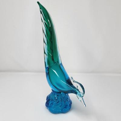 Mid Century Murano Glass Teal Peacock