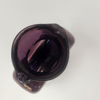 Eggplant/Purple Blenko Glass Double Spout Water Pitcher