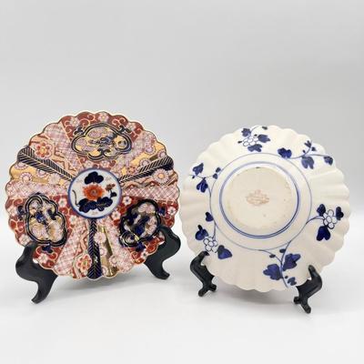 LORIS ~ Pair (2) ~ Vtg. Porcelain Scalloped Floral Bowls