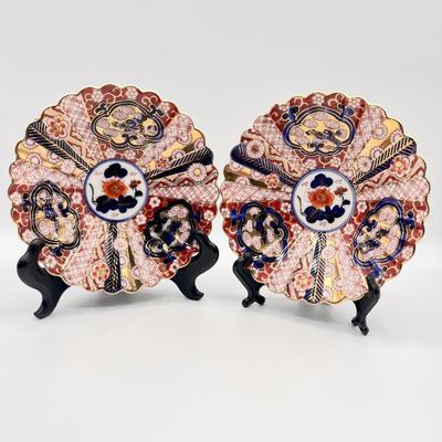 LORIS ~ Pair (2) ~ Vtg. Porcelain Scalloped Floral Bowls