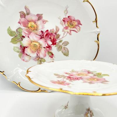 GOLDEN CROWN ~ Wild Rose ~ Large Plate & Footed Plate Set