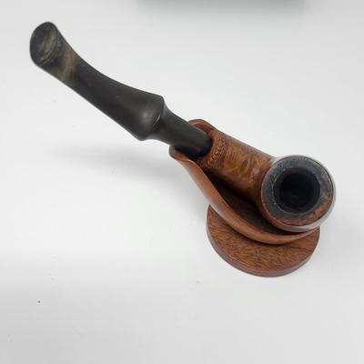 Dunmore Tobacco Pipe and Teak Pipe Rest