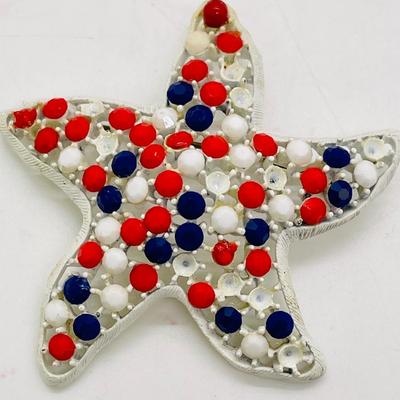 Weiss Brooch Starfish Red White & Blue