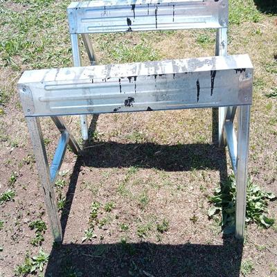 Light weight portable collapsable sawhorses fold away for storage - Sturdy!