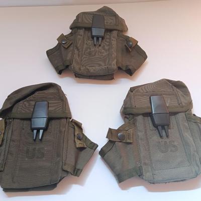 Assortment of US Military small arm case, Ammunition pouches, canvas bags