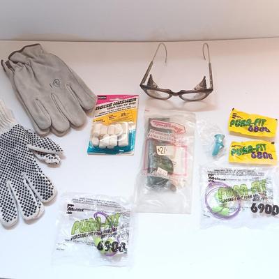 Safety shop gear - ear plugs - gloves - and safety glasses