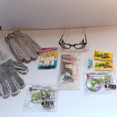 Safety shop gear - ear plugs - gloves - and safety glasses