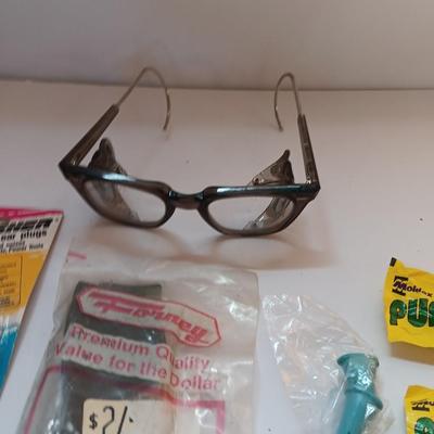 Safety shop gear - ear plugs - gloves - and safety glasses