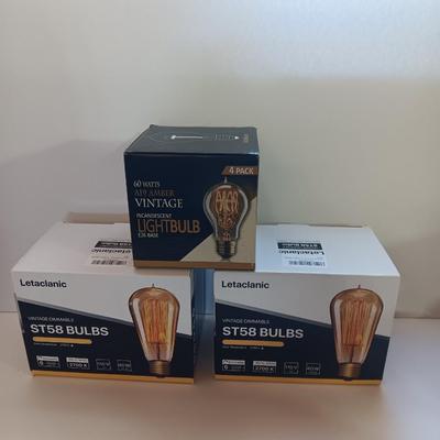 Three new boxes of Letaclanic Vintage Dimmable bulbs ST58 110 Volt