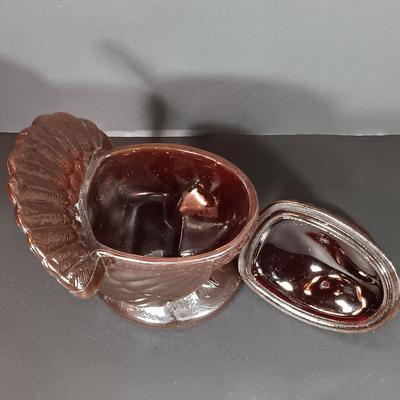 LOT 33: Vintage LE Smith Ruby Red Amberina Glass Turkey Candy Dish, Ruby Red Toad & More