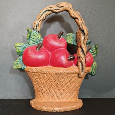 LOT 46: Cast Iron Doorstops: Basket of Apples & Basket of Flowers