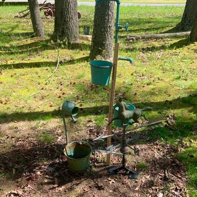LOT:59: Lawn Decor - Small Horse Weathervane and Bucket Planters
