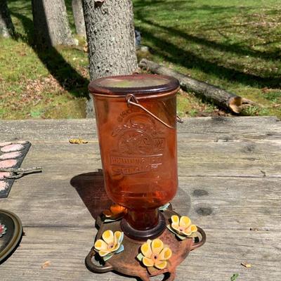 LOT:61/62: Collection of 6 Art Glass/Vintage Bottle Style Bird Feeders