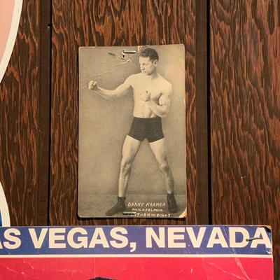 LOT 78: Vintage Boxing Ephemera Including a Signed Photo, Metal Coors Beer Sign, Posters, and Post Cards