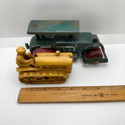 LOT 83: Vintage Cast Iron Bulldozer / Tractor and Road Paver