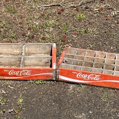 LOT 116G: Two Vintage Coca-Cola Wooden Crates Filled With Vintage Coca Cola Glass Bottles With Bottle Caps