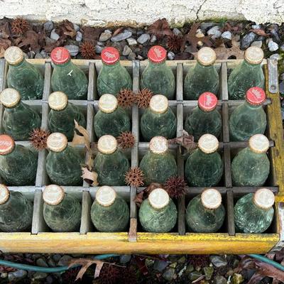 LOT 117OS: Two Vintage Wooden Coca- Cola Crates Filled With Glass Bottles With Bottle Caps
