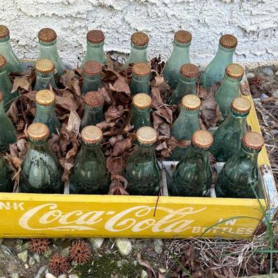 LOT 119OS: Two Vintage Coca Cola Wooden Crates Filled With Glass Bottles With Bottle Caps