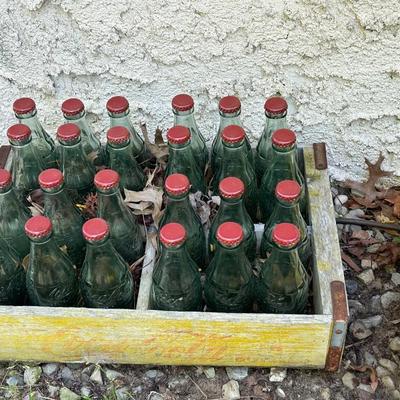 LOT 119OS: Two Vintage Coca Cola Wooden Crates Filled With Glass Bottles With Bottle Caps