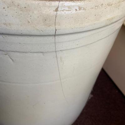 LOT 128: Large 8 Gallon Stoneware Crock and Vintage Wood Crate