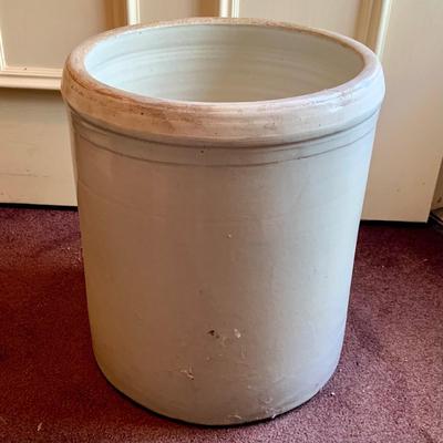 LOT 128: Large 8 Gallon Stoneware Crock and Vintage Wood Crate