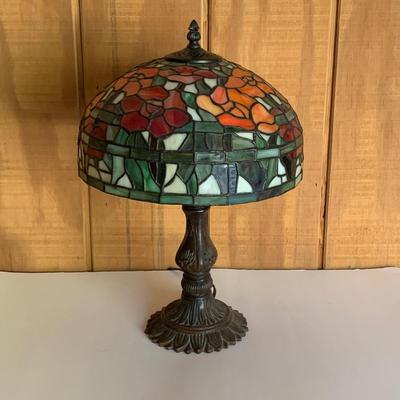 LOT 136: Floral Stained Glass Lamp