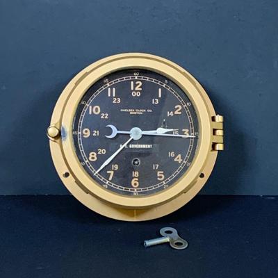 LOT 137: Vintage Chelsea Clock Co. US Government Mechanical Wall Clock 8
