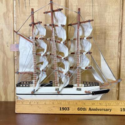 LOT 168: Vintage Wooden Model Sailboats / Ships - Belem and Whaling Ship Clipper 1846