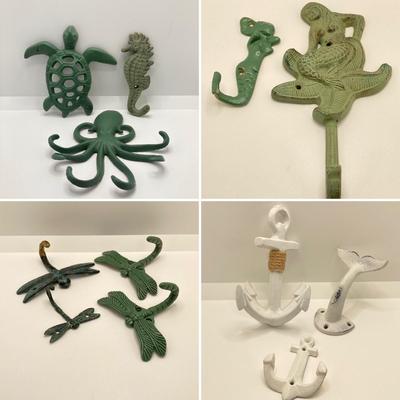 LOT 171: Decorative Cast Iron / Metal Wall Art - Nautical and Dragonflies