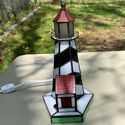 LOT 194: Set of 2 Stained Glass Light House Lamps