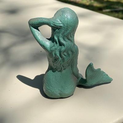 LOT 195: Vintage Painted Cast Iron Mermaids