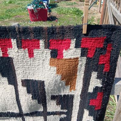 Beautiful Native design Rug appears handwoven.