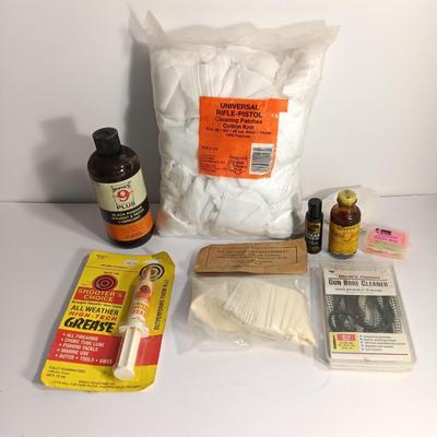 Firearm cleaning items - pads - grease- Hoppe's plus Lubricant and more