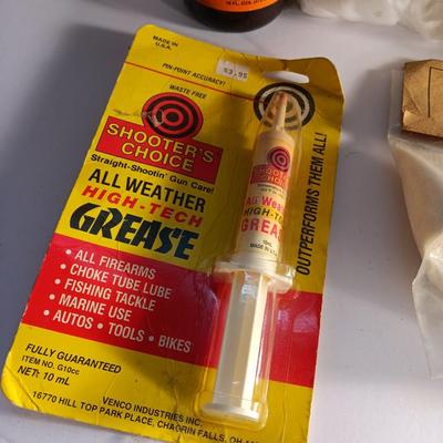 Firearm cleaning items - pads - grease- Hoppe's plus Lubricant and more