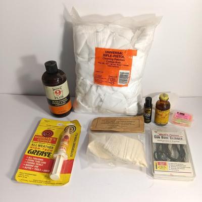 Firearm cleaning items - pads - grease- Hoppe's plus Lubricant and more