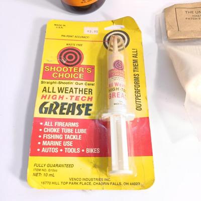Firearm cleaning items - pads - grease- Hoppe's plus Lubricant and more