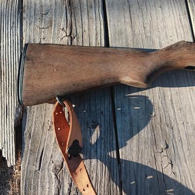 Wooden Rifle stock with strap