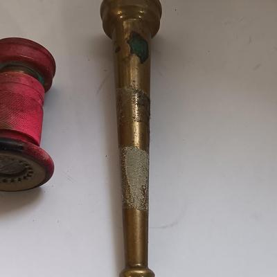 Two large brass firehose tips Fireman nozzles