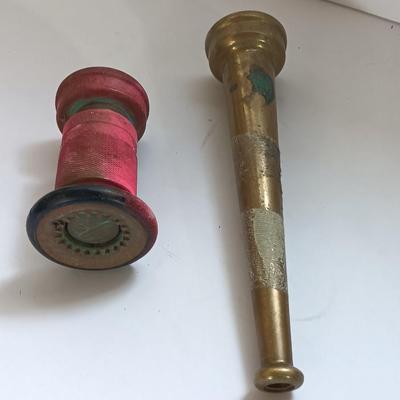 Two large brass firehose tips Fireman nozzles