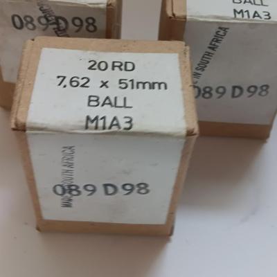 3 boxes of 7,62 x 51 mm Ball M1A3 Ammunition 60 rounds total - sealed boxes