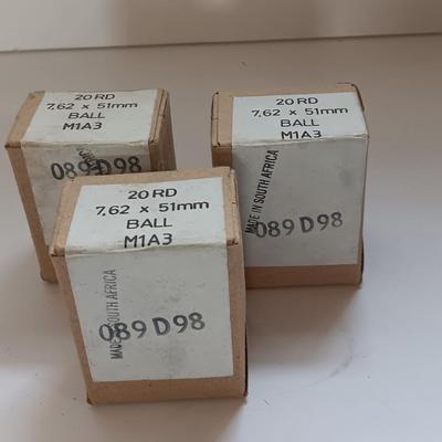 3 boxes of 7,62 x 51 mm Ball M1A3 Ammunition 60 rounds total - sealed boxes