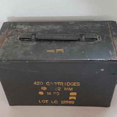 Military Ammunition chest - empty Ammunition metal can- stenciled on front.