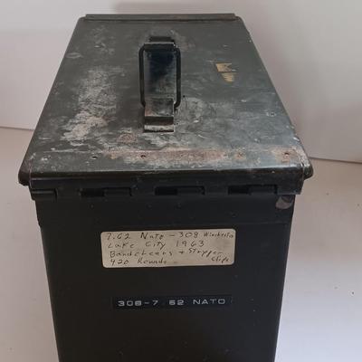 Military Ammunition chest - empty Ammunition metal can- stenciled on front.