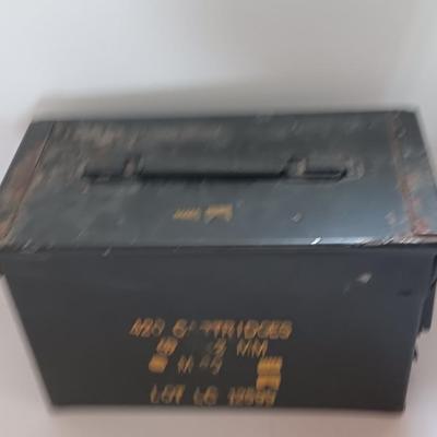 Military Ammunition chest - empty Ammunition metal can- stenciled on front.