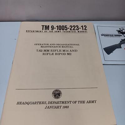 Firearm books and Manuals - Colt M1A Rifle - 7.62 Rifle M14 and bipod M2 and more.