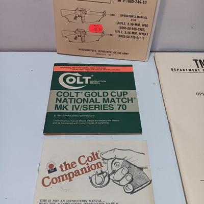 Firearm books and Manuals - Colt M1A Rifle - 7.62 Rifle M14 and bipod M2 and more.