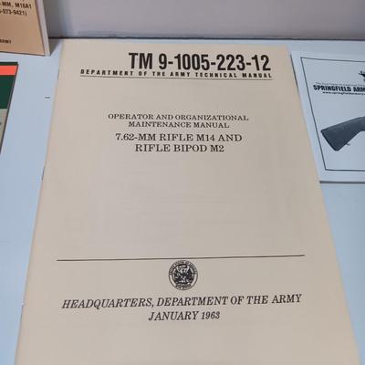 Firearm books and Manuals - Colt M1A Rifle - 7.62 Rifle M14 and bipod M2 and more.