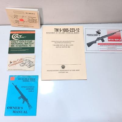 Firearm books and Manuals - Colt M1A Rifle - 7.62 Rifle M14 and bipod M2 and more.