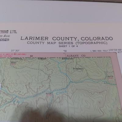 Vintage 1977 Larimer County, Colorado topographical maps series 1 -4